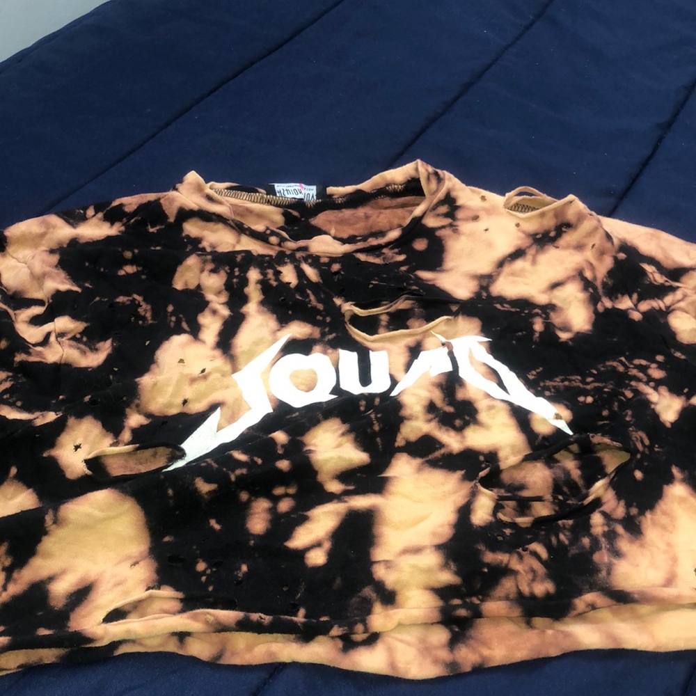 Fashion Nova Distressed “SQUAD” Crop Top